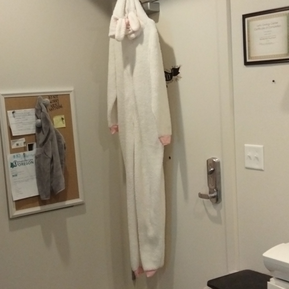 Cozy White and Pink Women's Bunny Onesie